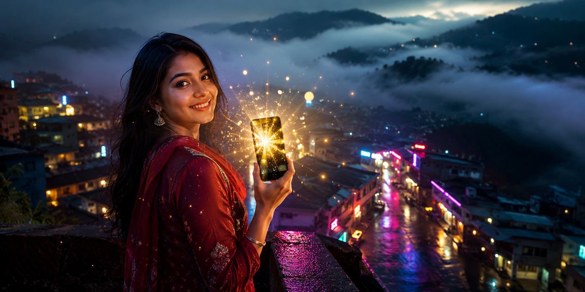 বান্দরবানে নিয়ন আলোয় মোবাইলে ডিপোজিট প্রক্রিয়ার দৃশ্য